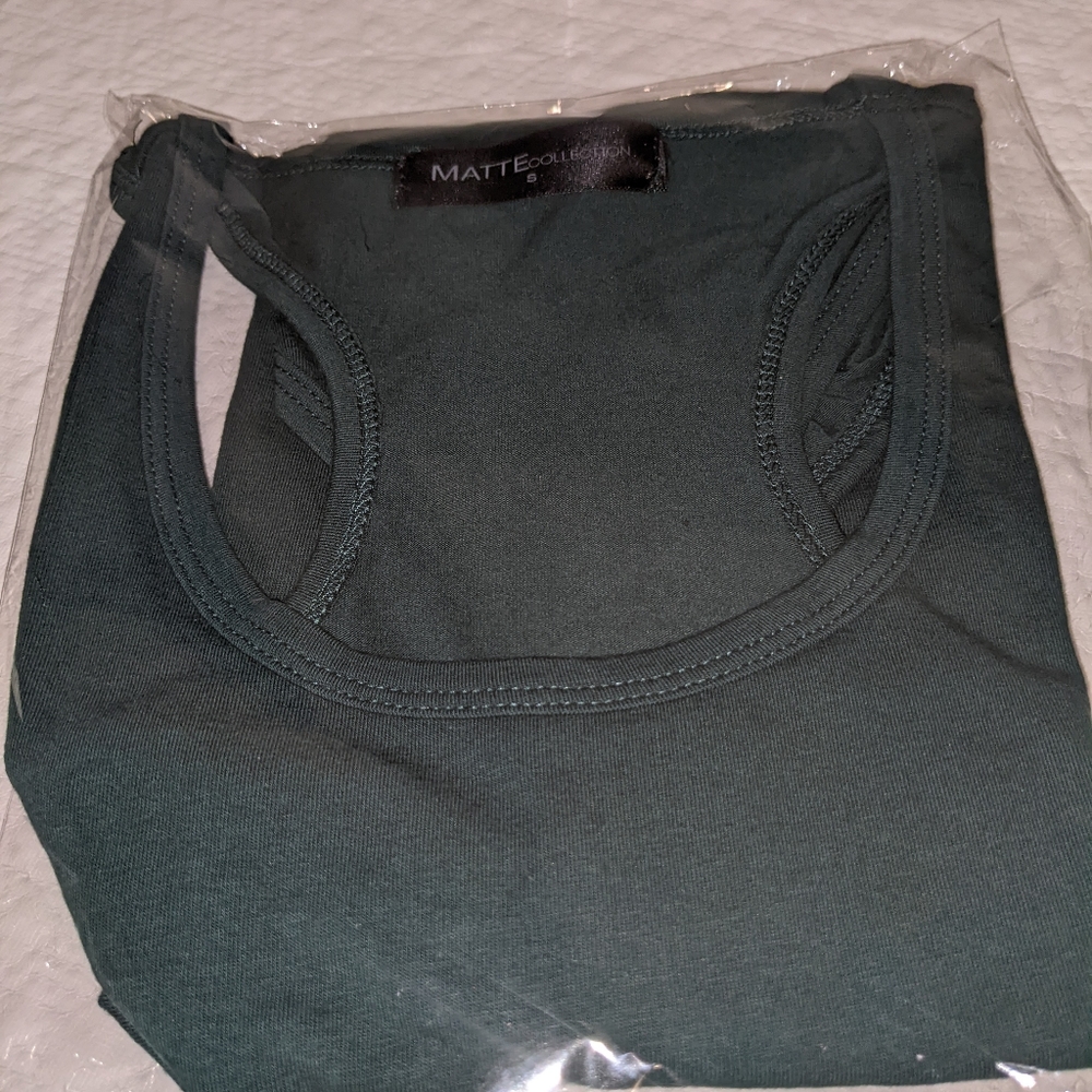 Matte Collection - Hunter Green or Beige RacerBack Bodysuit - Picture 2 of 4